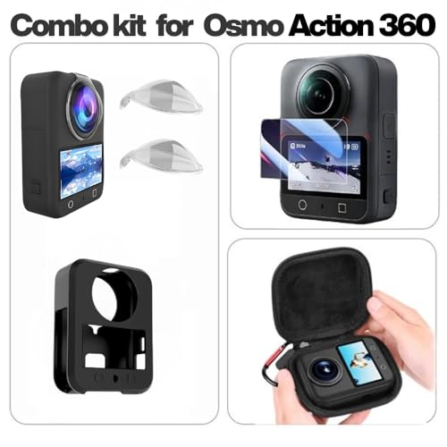 Image of Yantralay Combo Kit Compatible with D JI Os mo Action 360 Camera with Screen Guard, Lens Guard, Silicone Case & PU Protective Cover for Complete Camera Protection
