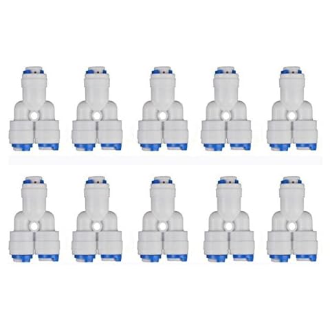 Lemoy 1/4 inch 3-Way Union Tee Quick Connect Push Fit RO Water Reverse Osmosis Filter Set of 10 (Y Type) (10pack) Cover