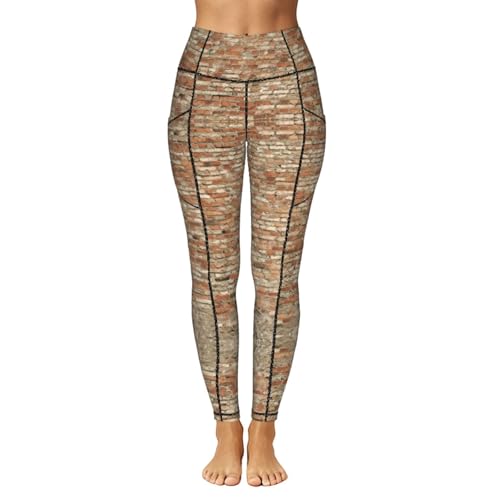 Leggings de moda para gimnasio conjunto con estampado de ladrillo y bolsillos 2