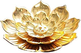 MAYOKIAAR 6 Holes Brass Lotus Censer Stick Incense Holder, Detachable Lotus Stick Incense Burner and Cone Incense Holder with Ash Catcher(3.54x0.83inch)