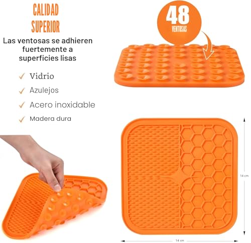 Miniatura 2 de Aiqinu Alfombrilla Para Lamer Perros Con Ventosa,2 Piezas Lick Mat Para Perros Y Gatos Sin Bpa Con 1 Espátula De Silicona,Super Ventosas Para Bañarse,Arreglarse,Entrenar Y Cuidado De Las Garras