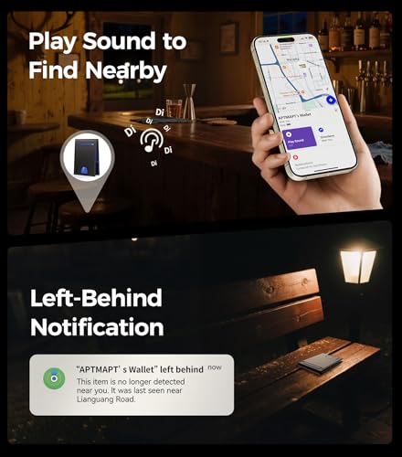 Men's Wallet with Tracker, Slim Bifold Front Pocket Wallets for Men with Find My for Travel, Gym, Daily Use with Gift Box, Black2