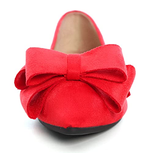 Image of WENJIAZHIZHI Square Toe Bow Ballet Slip-On | Classic Suede Finish,Chic Bow Detail,Effortless Everyday Style,Wedding Party Office,Plus Size Available