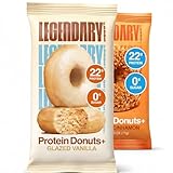 Legendary Foods Protein Donuts Variety Pack - Glazed Vanilla & Crumbly Cinnamon - High Protein Low Carb Keto Friendly Snacks with 22g Protein and Zero Sugar per Donut