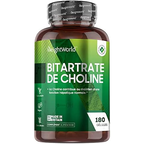 Choline Bitartrate - 700 mg de Choline Active en Poudre -180 Gélules Vegan (3 Mois) - Complément Alimentaire Sans Gluten & OGM - La Choline Contribue Au Maintien d'une Fonction Hépatique Normale Cover
