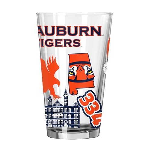Image of Logo Brands NCAA 16 oz Pint Glass - Durable Glass With Bold Team Color- Chip-Resistant Rim Drinkware For Fans, Tailgates, Home Bars & Everyday Use
