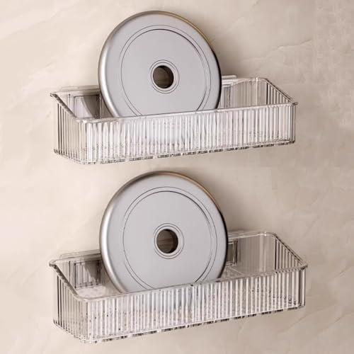 Estante de ducha transparente autoadhesivo organizador de baño de plástico sin taladro 6
