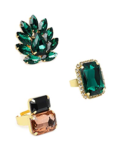 Image of ZAVERI PEARLS Combo of 3 Party Bling Adjustable Finger Rings For Women-ZPFK10366