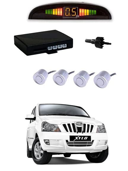 Waterproof White Reverse Car Parking Sensor System Led Display with 4 Parking Sensors Alarm Kit for Xylo.-image-0