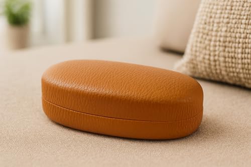 Image of Calabria HC-7 Hard Shell Eye Glasses Case PU Leather Felt Extra Large Sunglass Holder Snap Closure Men Women Neutral Durable