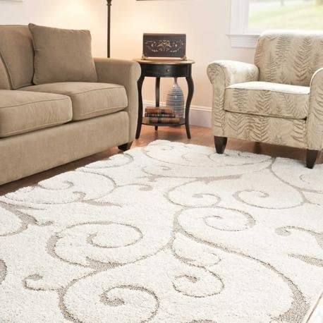 Safavieh Florida Shag Collection 2'3" X 7' Cream/Beige Sg455 Scrolling Vine Graceful Swirl Textured Non-Shedding Living Room Bedroom Dining Room Entryway Plush 1.2-Inch Thick Runner Rug #TOP3