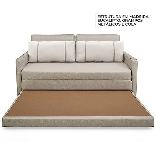 Sofá-Cama Casal 2 Lugares Herval Aurora, Linho Bege Areia, 146 cm