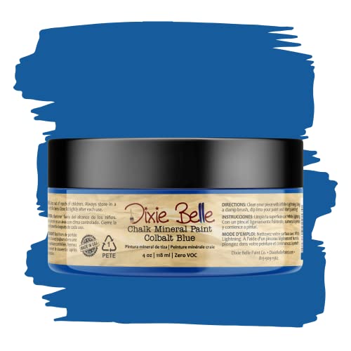 Dixie Belle Paint Company Chalk Finish Furniture Paint | Cobalt Blue (4oz) | Matte Vibrant Blue Chic Chalk Mineral Paint | DIY Furniture Paint | Made in the USA