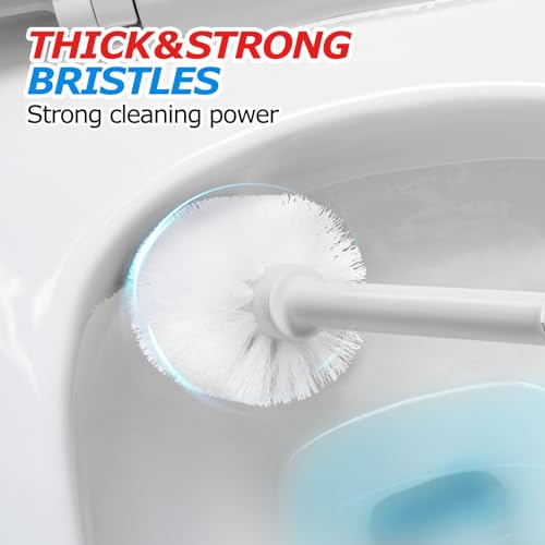 2 in 1 Toilet Plunger and Brush Set,Extended Handle Plunger,Toilet Bowl Brush Plunger Set,Bathroom Cleaning Tools,Cleaning Brush,Toilet Brush Plunger Combo,Cream Grey(21inch)