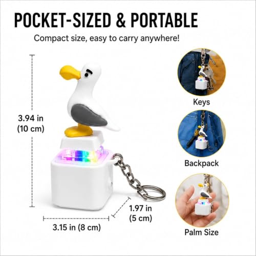 Fidget Clicker Keychain , Rechargeable Fidget Clicker with Real Sound and LED Light, Light Up Keyboard Fidget , Funny Interactive Desk Stress Relief Toy Gifts for Adults,white-6pcs - Image 2