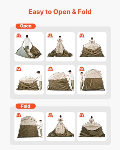 VEVOR Camping Shower Tent, toldo portátil plegable de privacidad con 2 habitaciones, 150D Oxford con recubrimiento plateado, para camping, playa y pesca miniatura 5