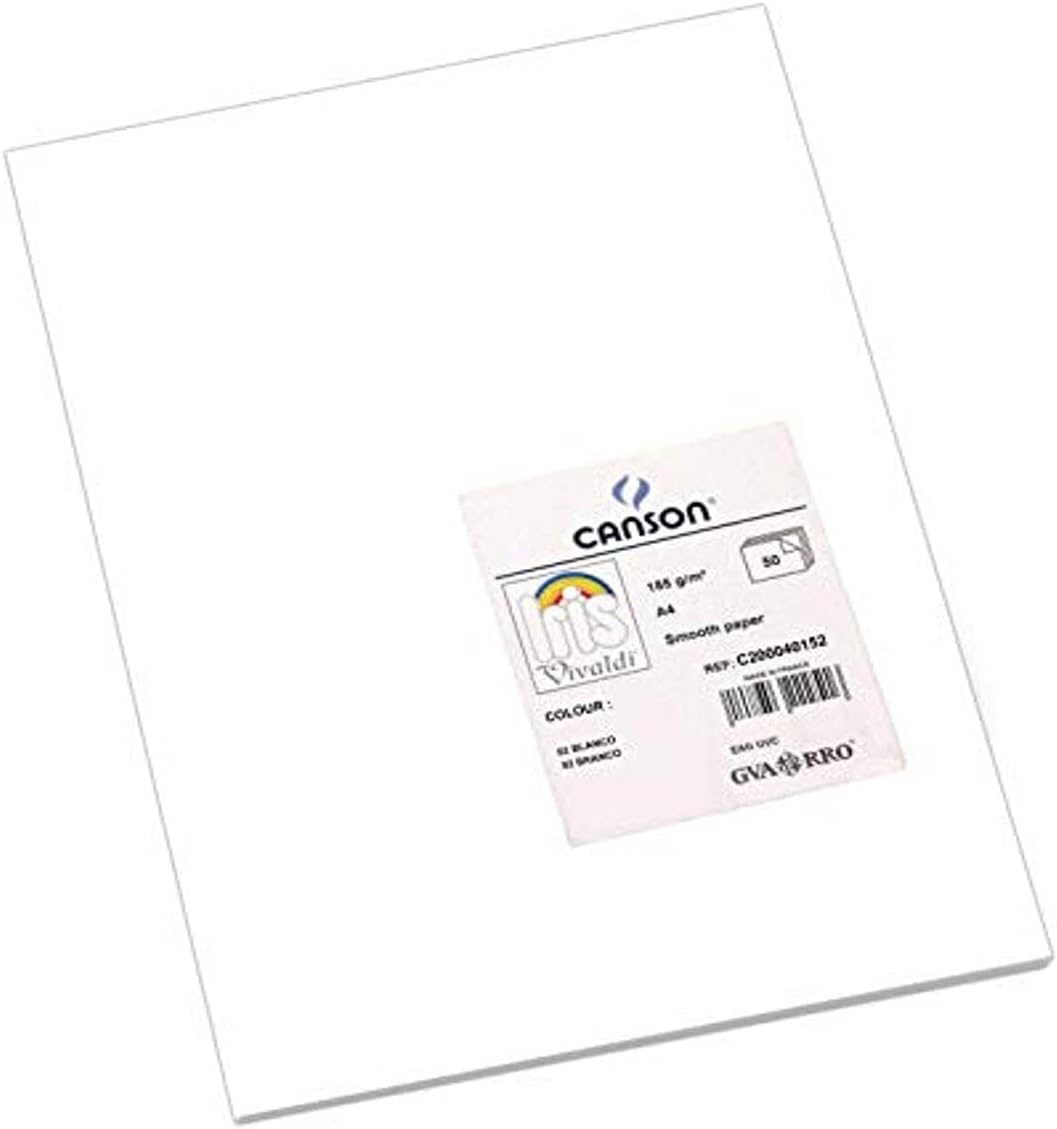 Canson Iris Vivaldi A4 185 GSM Smooth Colour Paper - White (Pack of 50 Sheets)