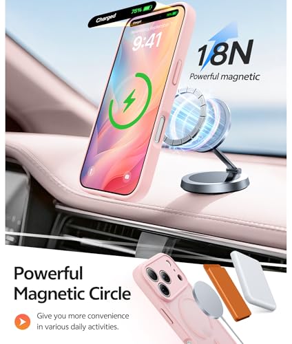 Image of FNTCASE for iPhone 17 Pro-Max Case: [Compatible with Magsafe] Translucent Matte Cases with [Full Camera Protection] [Screen Protector] Military Grade Shockproof Protective Phone Cover - Light Pink