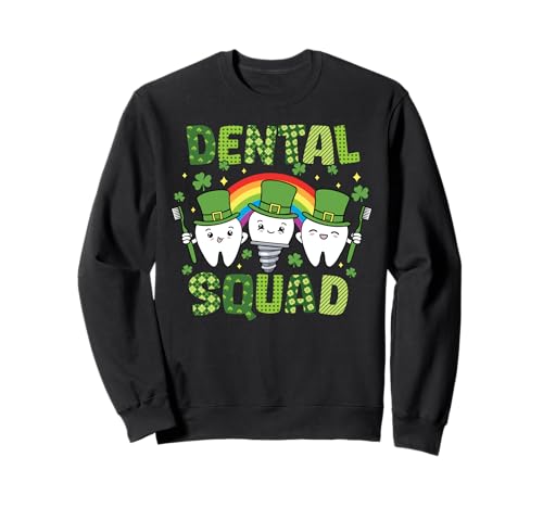 Dental Squad Diente Divertido Lucky Rainbow Día de San Patricio Sudadera