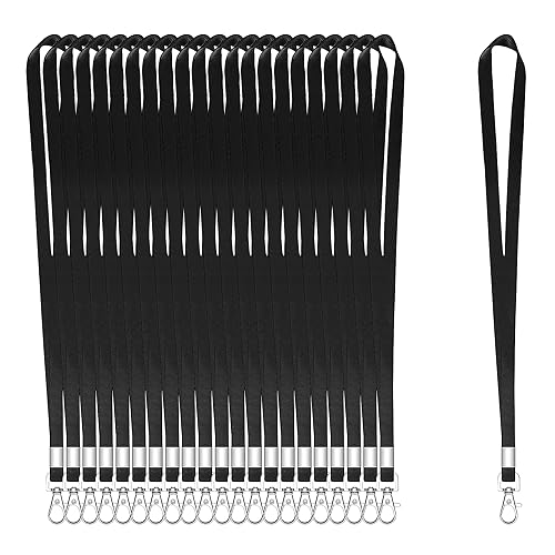 XHDA 100PCS Black Lanyards for Neck, Lanyards for ID Badge, Lanyard with Metal Swivel Hook for ID Card Badge Holder