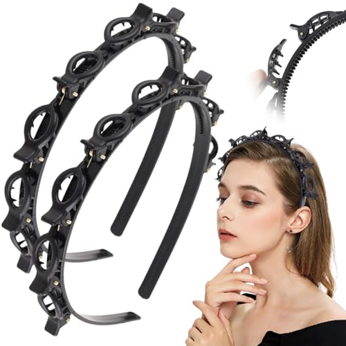 Headband with Clips, Braided Weave Bangs Styling...