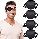 Fezog 4PCS Adults Eye Patch, Eye Black Patch for Kids, Adjustable Eye Patches for Right or Left Eye, Amblyopia Lazy Eye Patches (4 Pcs)