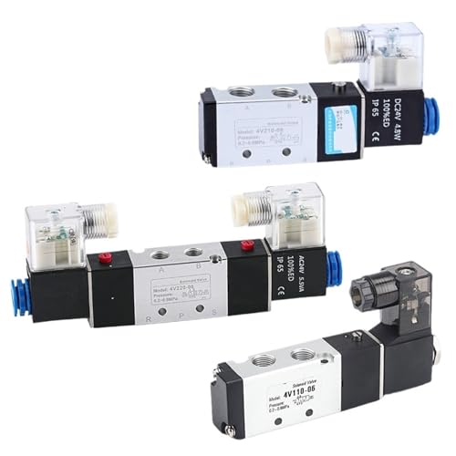 Image of ANERTQUIH 2PCS 4V Series Pneumatic Control Solenoid Valve 5 Way 2 Position 3 Electric Magnetic Valves(4V410-10,DC12V)
