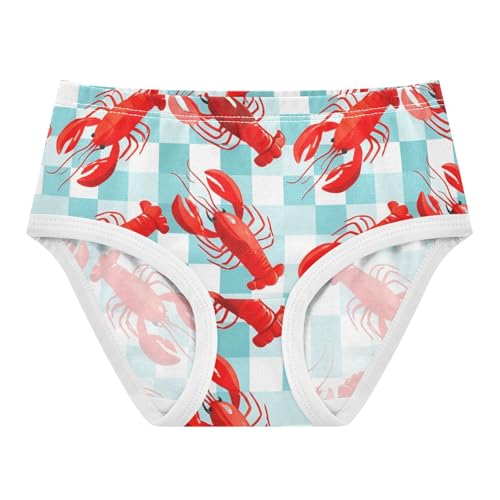 Red Lobsters Blue White Checkered Cute Panties Girl Toddler Underwear Floral Cotton Aesthetic Kids Briefs Undies 2t