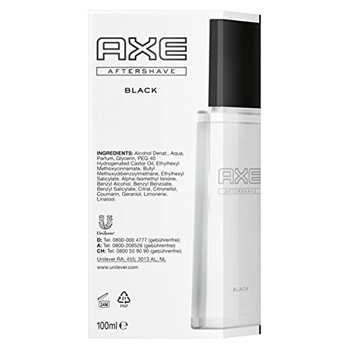 AXE Aftershave Black 4 X 100 ML Uomo - After Shave Lotion Balsam, idrata e nutre la pelle dopo la rasatura, acqua da barba per un uomo moderno e riposante