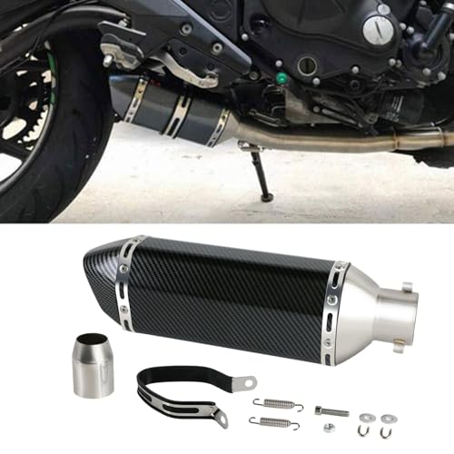 Exhaust Muffler Carbon Fiber 1.5-2"Inlet with Removable DB Killer for Street/Sport Motorcycles and Scooters with 38-51mm Diameter Exhaust Pipes