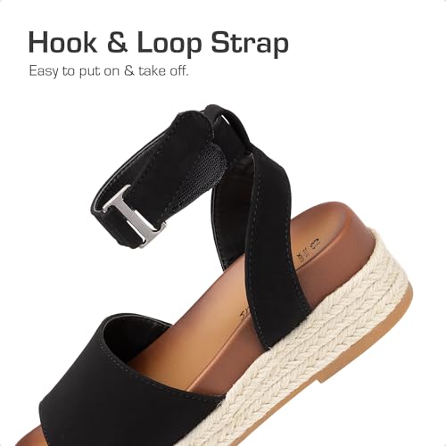Image of DREAM PAIRS Girls Platform Wedge Open Toe Espadrille Sandals with Buckle Ankle Strap for Little Kid /Big Kid