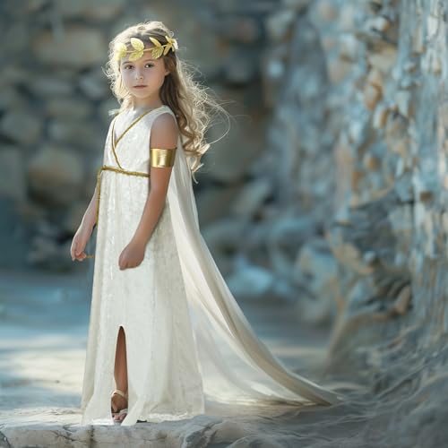 Disfraz Toga Griega para Niñas con Corona de Hojas miniatura 3