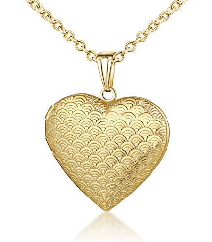 Love Heart Locket Necklace thar Holds Pictures Heart Circle Shape Lockets Gift for Girl Jewelry (Heart locket)