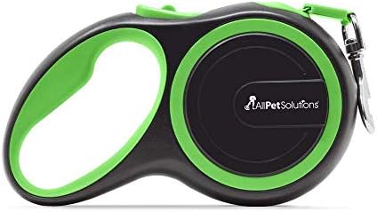 AllPetSolutions Retractable Dog Lead Extending Leash - Extension Lead with Anti-Slip Brake, Release Button, Anti-Twist Lobster Clip, Soft Grip Handle - For Small, Medium, Large Pets - Green, 8 Metre