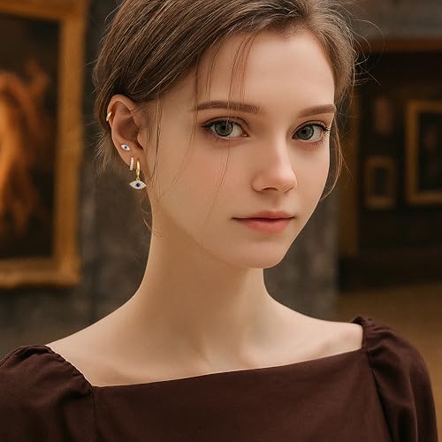 Image of Small Gold Huggie Hoop Earrings Set for Women Men Hypoallergenic 14K Plated Stack Cartilage Earrings, Sterling Silver Multiple Piercing Lightweight Mini Thin Cute Dainty Trendy Jewelry Gifts for Women