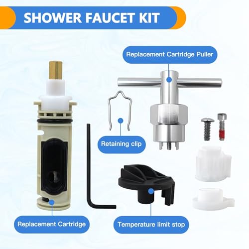 Cartridge Replacement Fit for Moen One Hanlde Posi Temp, Shower Faucet Replacement Cartridge Fit for 1222, Cartridge Repair Kit w/ 104421 Removal Tool & 116653 Handle Adapter
