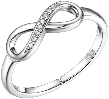 HighSpark 925 Silver Solitaire Rings for Women | Adjustable Contemporary Style | 92.5 Sterling Silver & Diamond Like Brilliance Sparkling Zirconia | Lovely Gift