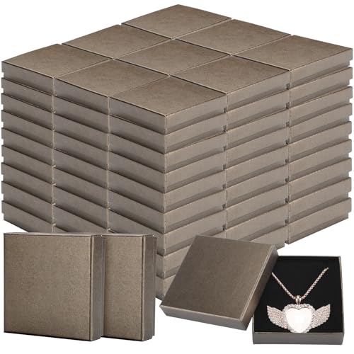 Tenceur 100 Pcs Christmas Jewelry Gift Box Bulk 2 Colors 3.5x3.5x1.2in