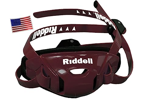 Green Gridiron Riddell SpeedFlex Hard Cup Cam-Loc Chinstrap + Chrome US Flag Helmet Decal (Small, Maroon)