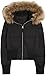 Womens Faux Fur Hooded Jacket,Fashion Winter Warm Quilted Puffer Bomber Padded Trim Coat Zipper Cropped Outwear for Women (01, 3XL)