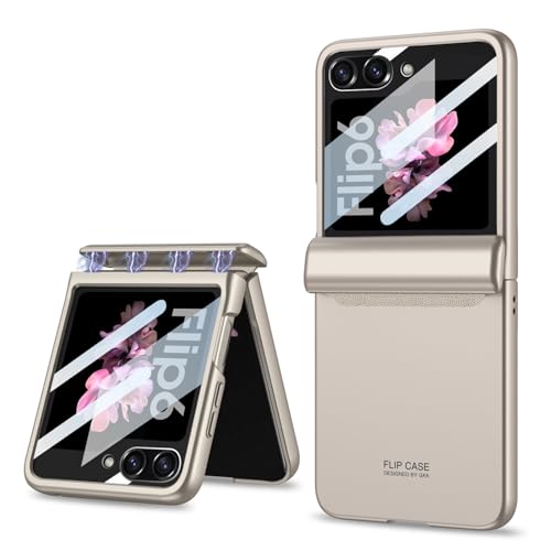 �K�pSamsung Galaxy Z Flip 6�p���C�܂肽���ݎ��d�b�P�[�X�AFlip6�p�I�[���C���N���[�V�u�ی�P�[�X�A�K���X�X�N���[���v���e�N�^�[�t���\���b�h�J���[ (���C�g�O���[, Flip6�̏ꍇ)