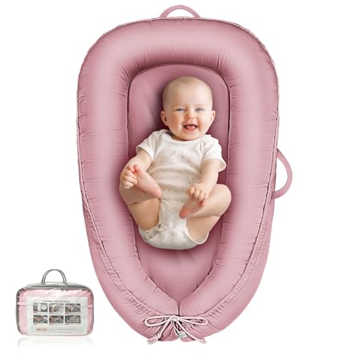 Image of Baby Lounger - Infant Lounger for Newborn 0-24 Months, Waterproof Inner Cover and Pure Cotton Breathable Baby Nest Cover, Newborn Lounger for Baby Boys&Girls, Portable Baby Bed for Home and Travel
