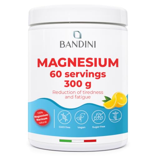 Bandini Magnesium Powder 430mg - Pure Magnesium 60 Servings Magnesium Carbonate Source of Magnesium Citrate Intestinal Well-Being Supplement for Constipation Anxiety Stress Memory (300g)