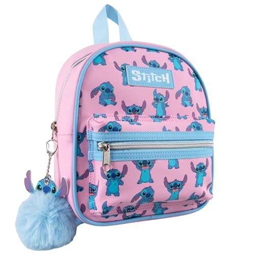 Disney Stitch Mini Backpack | Girls Mini Backpack With Stitch Keychain | Small Rucksack For Girls | One Size Pink - image 7