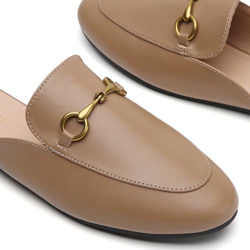 Image of Minorsu Buckle Mules for Women Flats Loafers Shoes for Work Office Business | Slip on,Round Toe,Backless,Slides, Casual