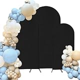 Picture of Spandex Fitted Wedding Arch Cover Set of 3 Black Backdrop, Round Top Chiara Stand Covers for Wedding, Birthday Party, Baby Shower, Banquet Decoration (Black, 4FT, 5FT, 6FT)
