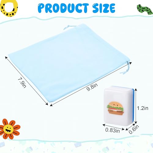 Blue Pink 2 Players Mahjong Block Set, Mahjong Tile Game with 50 Tiles with 12 Different Patterns, Animal and Food Pattern, Portable Mahjongg Set with A Carry Bag(Includes Instruction Manual) - Image 2
