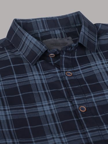Image of Majestic Man Stylish Slim Fit Cotton Spread Collar Checked Casual Shirt