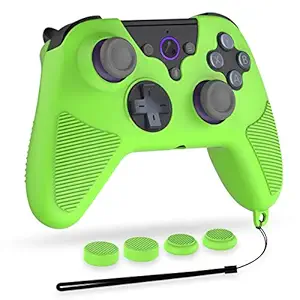 Case for Luna Controller, Alquar Silicone Case Cover for Amazon Luna Controller, Anti-Slip/Shockproof/Dustproof Skin Protective Cover for Luna Game Controller- with Lanyard/Thumb Grip Caps (Green)