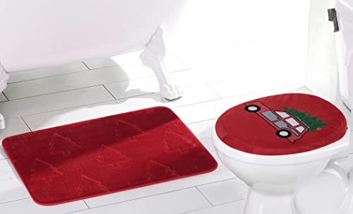 Indecor Home 2-teiliges Badezimmerteppich-Set für Weihnachten Urlaub mit WC-Deckelbezug und Schaumstoff-Badematte für… – Bild 3